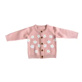 Salmon Floral Knit Cardigan