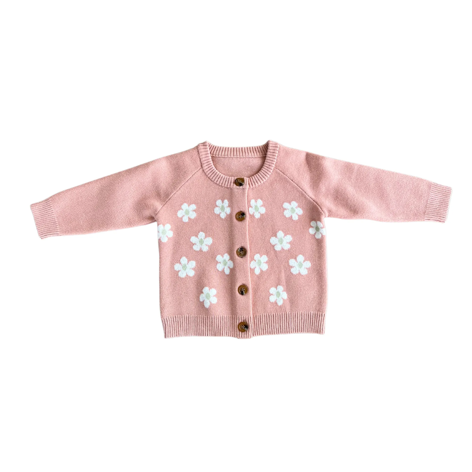 Salmon Floral Knit Cardigan