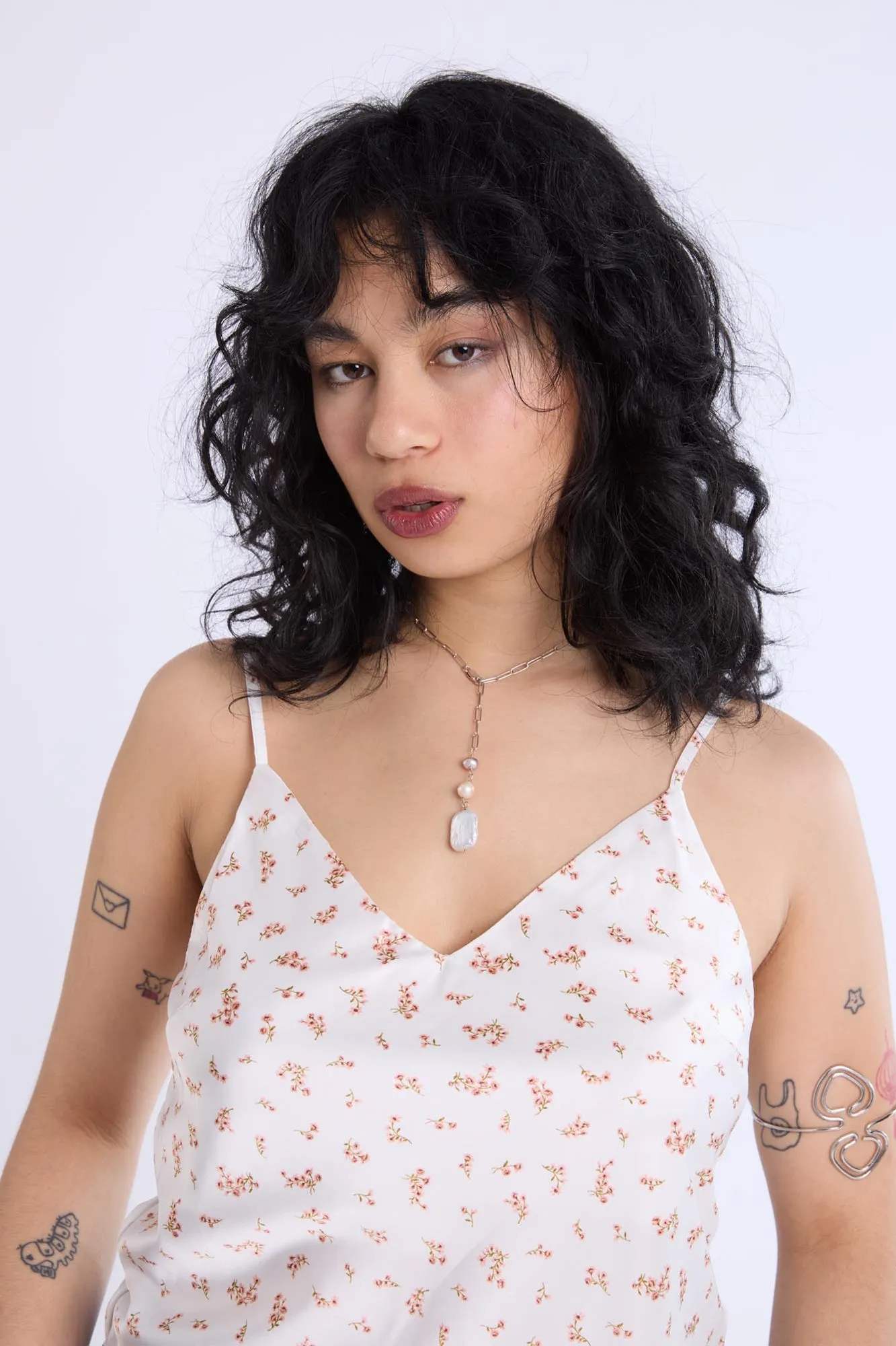 Satin Floral Print V-Neck Cami