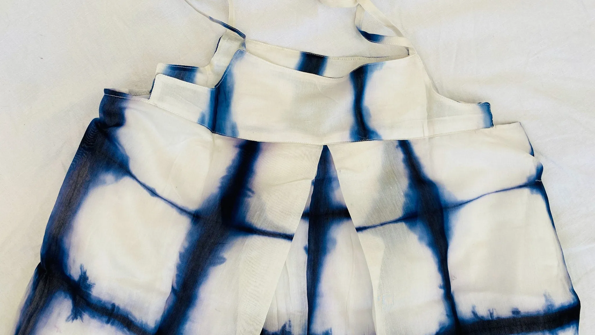 Shibori Tie Dye Sundress. Indigo. Silk. One Size