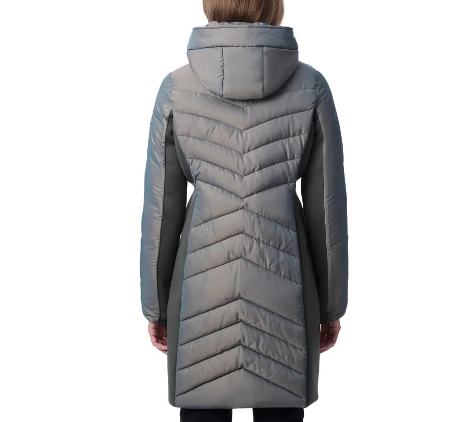 Shiny Mid Length Puffer Coat Smoke
