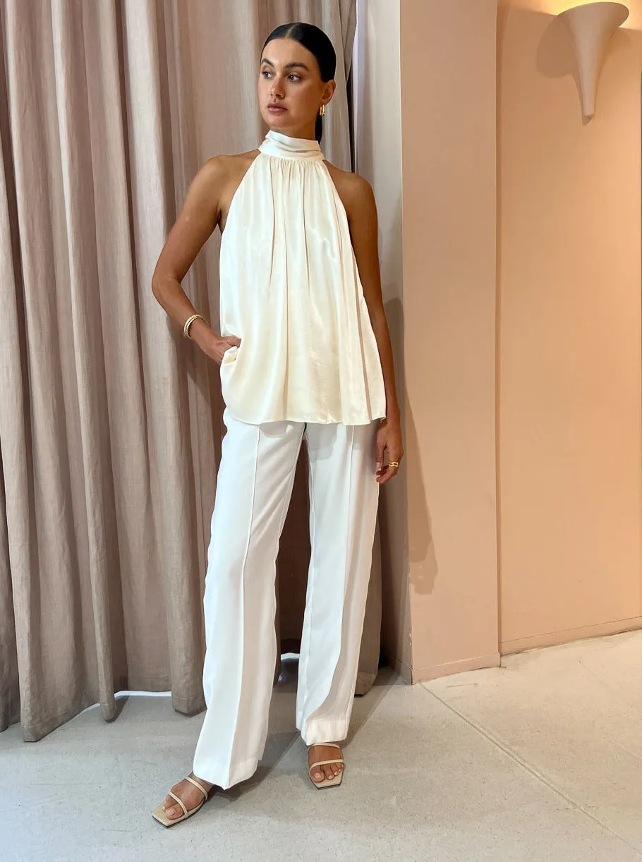 Shona Joy High Neck Sleeveless Blouse in Cream