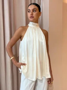 Shona Joy High Neck Sleeveless Blouse in Cream