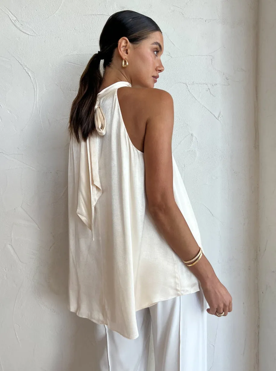 Shona Joy High Neck Sleeveless Blouse in Cream