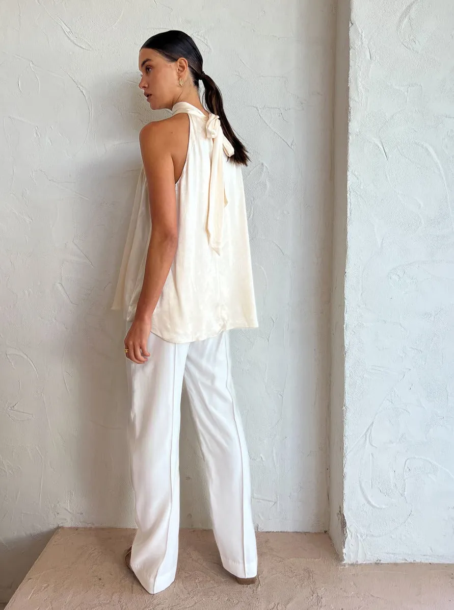 Shona Joy High Neck Sleeveless Blouse in Cream