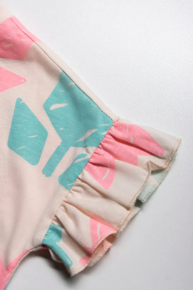 Skort With Flower T-Shirt Set Teal