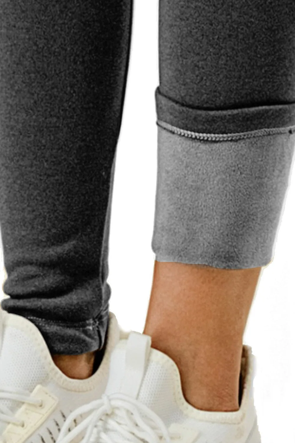 Solid Color Yoga Waist 5" FLEECE Lined Sweater Leggings (S/M, L/XL)