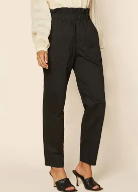 Stretch Black Paperbag Pant