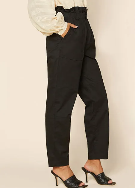 Stretch Black Paperbag Pant