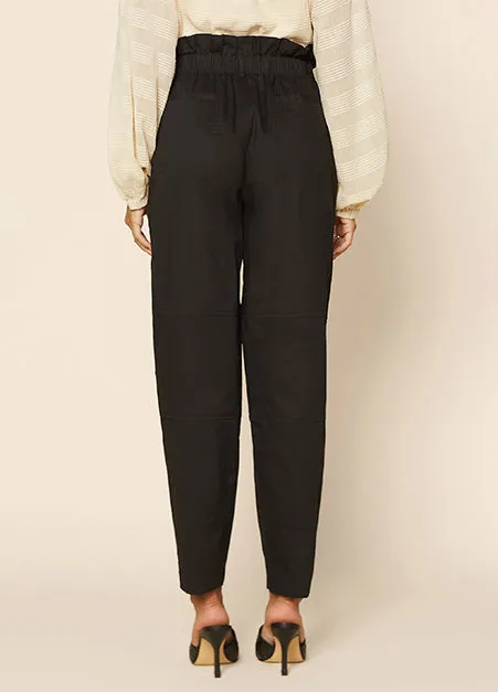 Stretch Black Paperbag Pant