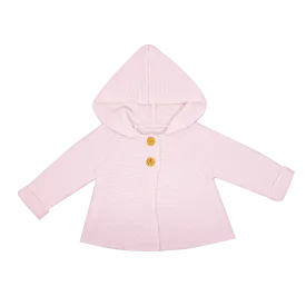 Textured Knit Baby's Hooded Coat - Pink