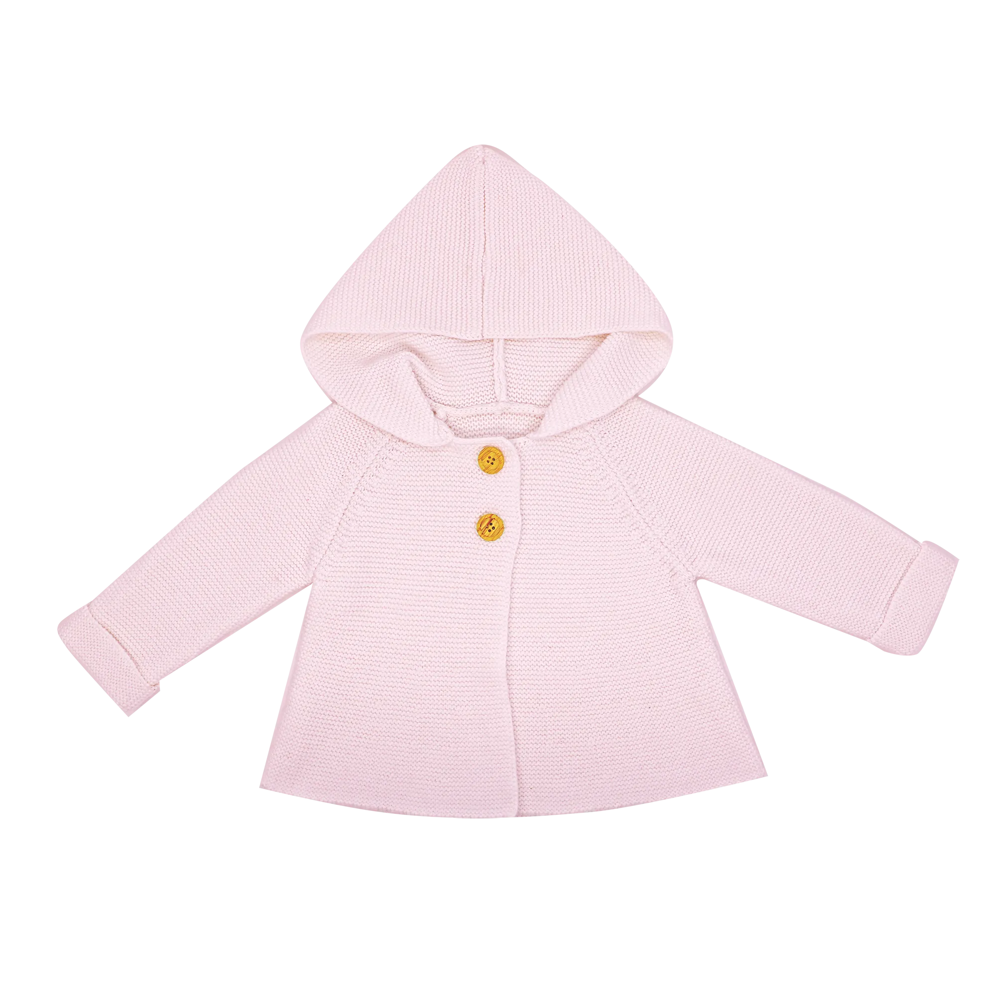 Textured Knit Baby's Hooded Coat - Pink