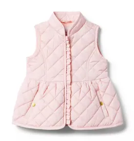 The Quilted Peplum Vest - Pale Pink