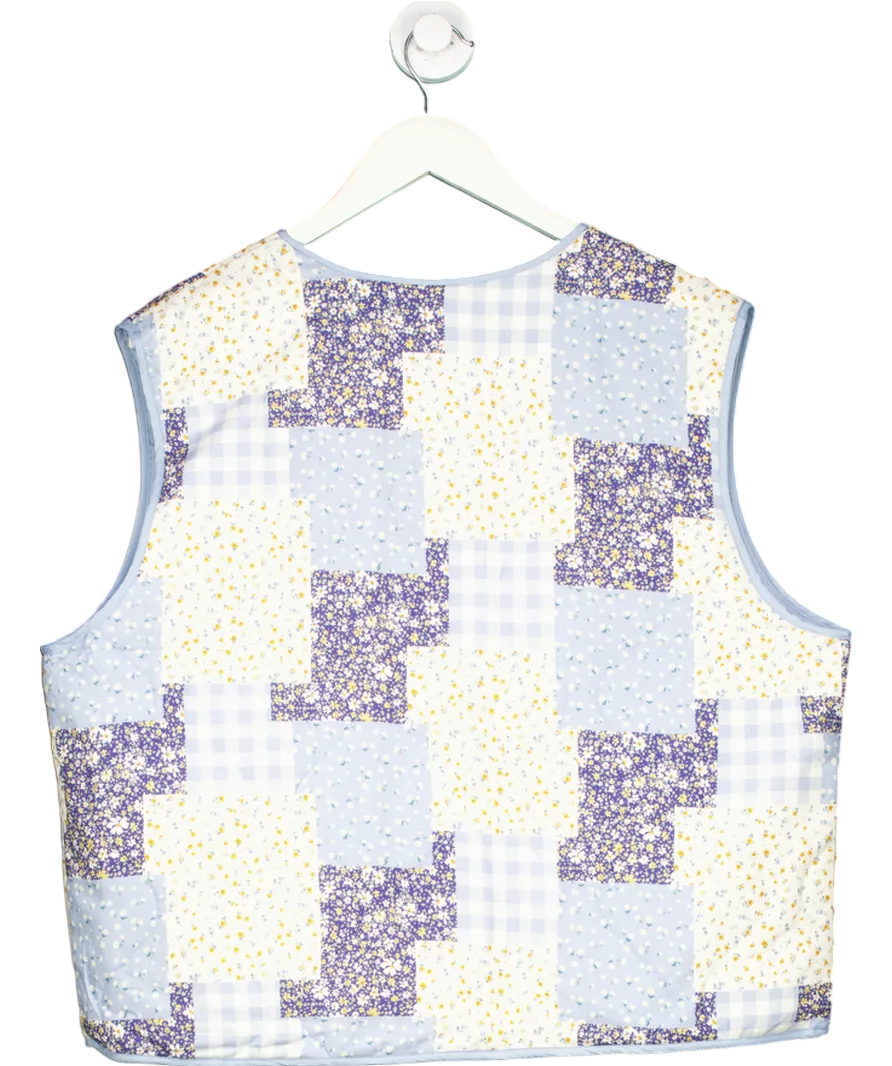 Threadbare Blue Cabos Floral Reversible Patchwork Gilet UK 14