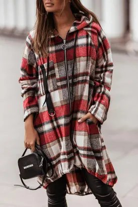 Trend Forecast Plaid Hooded Coat
