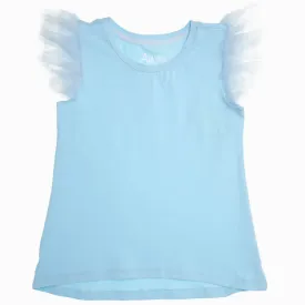 Tulle Ruffle Shirt in Light Blue