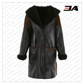 Two Tone Lamb Fur Hooded Coat