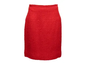 Vintage Red Chanel Boutique Tweed Pencil Skirt Size S