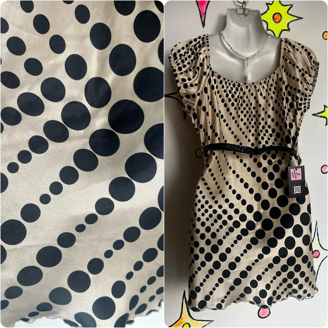 Vintage Y2K | Polka Dot Fairy Cyber Grunge Indie Sleaze Belted Top Mini Dress L