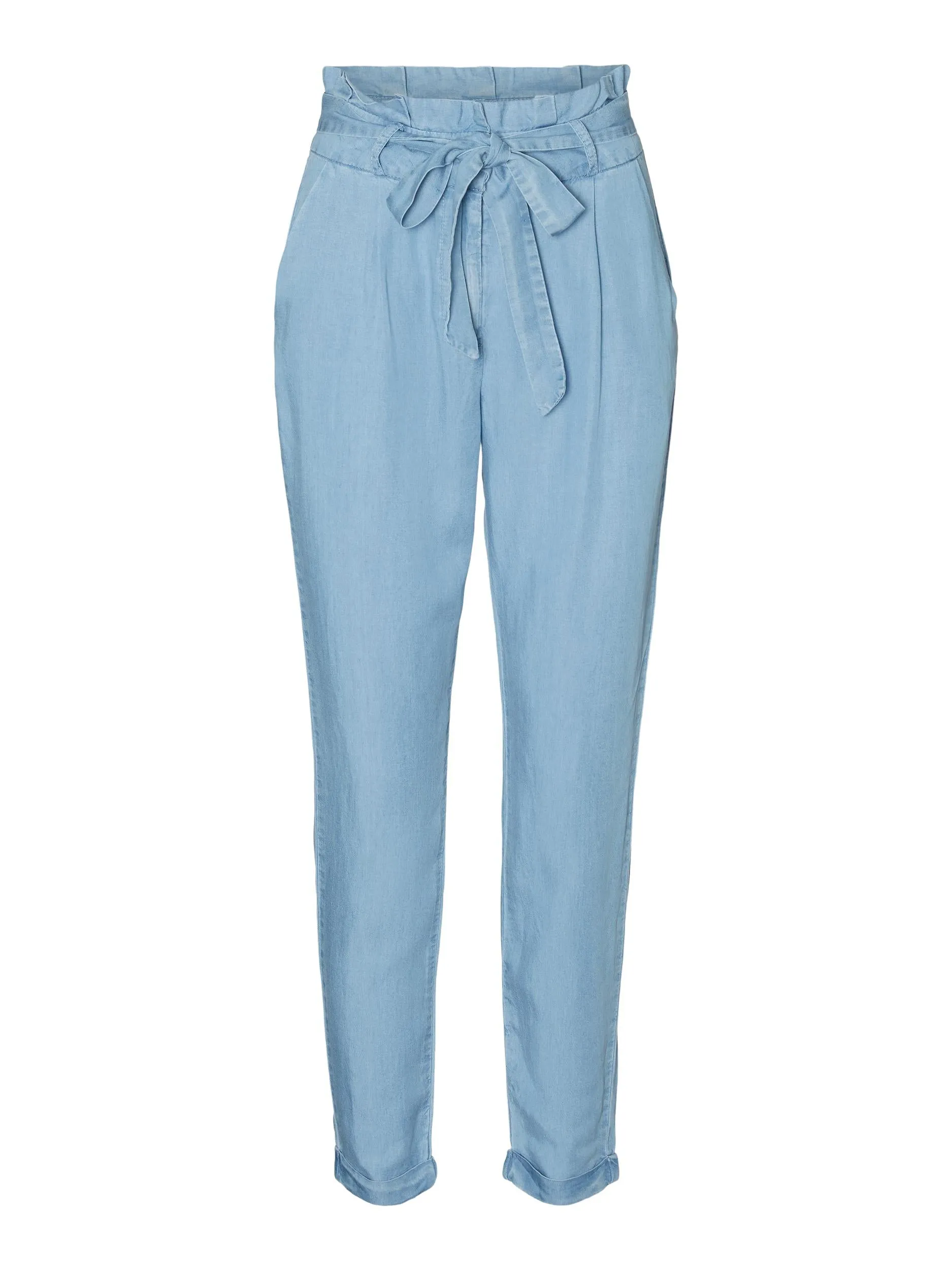 Viviana Paperbag Trousers - Light Denim Blue