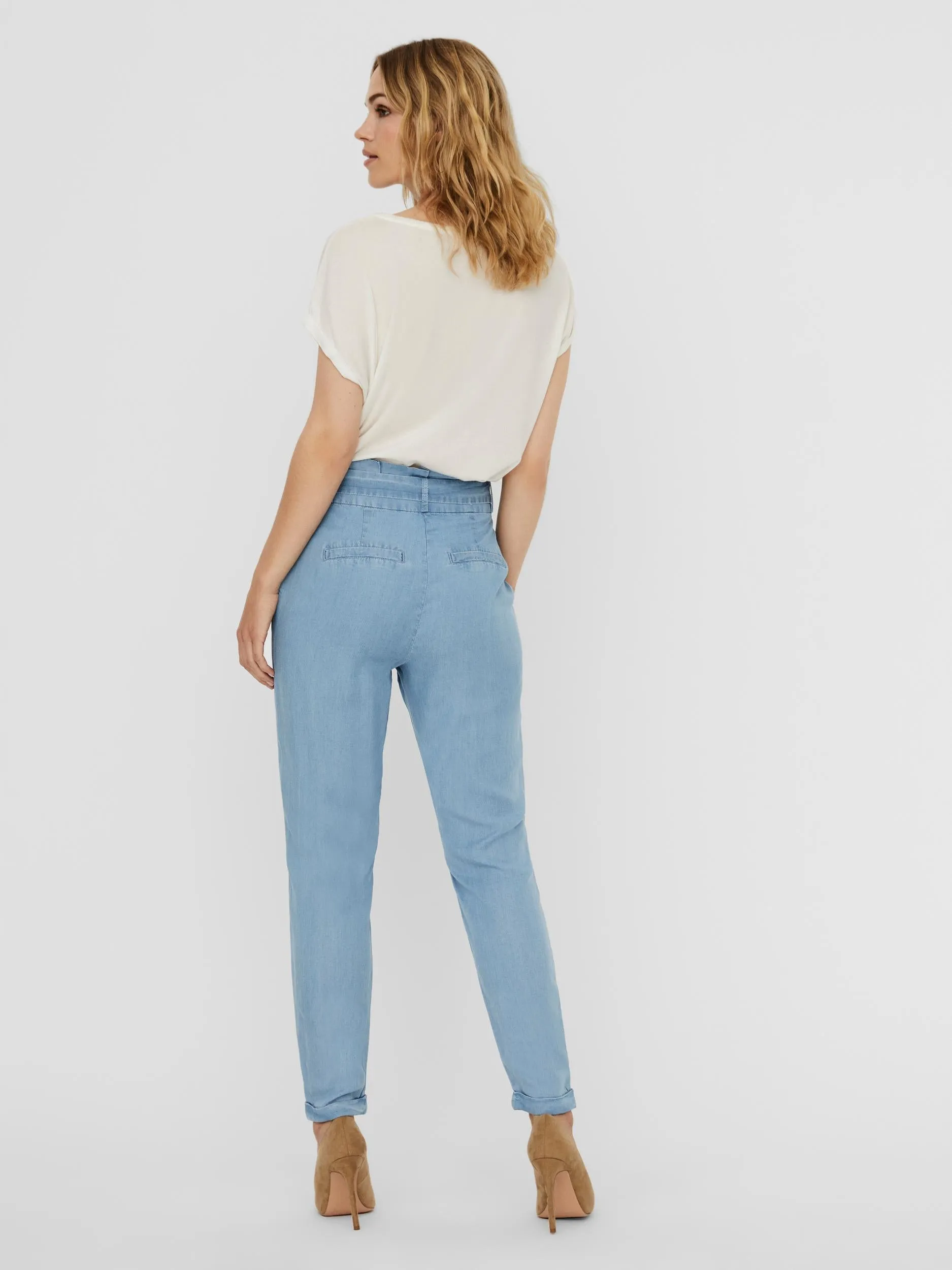 Viviana Paperbag Trousers - Light Denim Blue