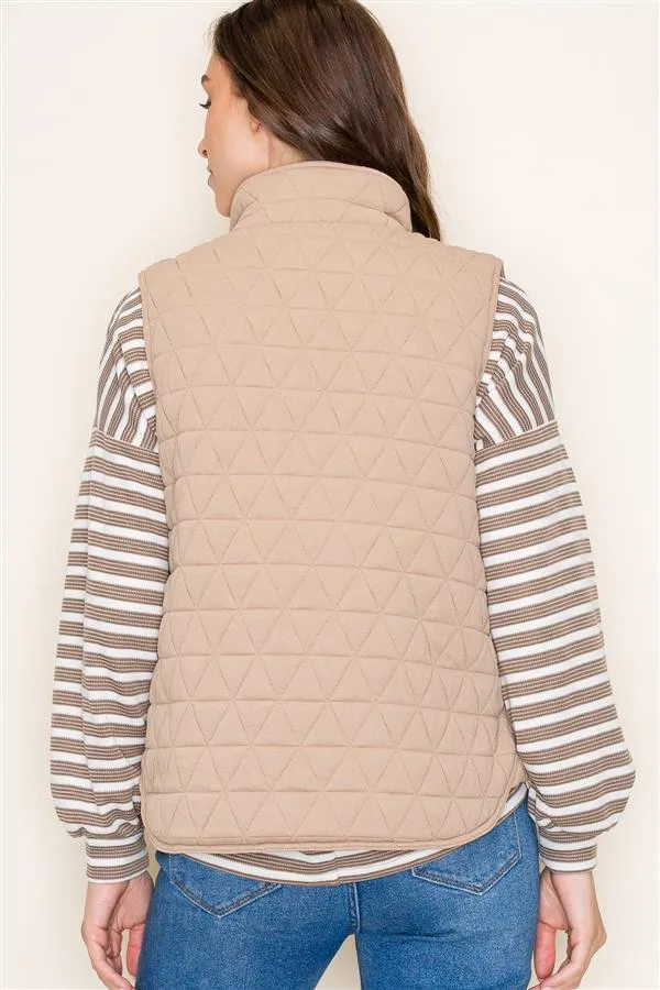 Walk on By Quilted Vest - Taupe