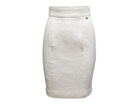 White Chanel Tweed Pencil Skirt Size FR 36