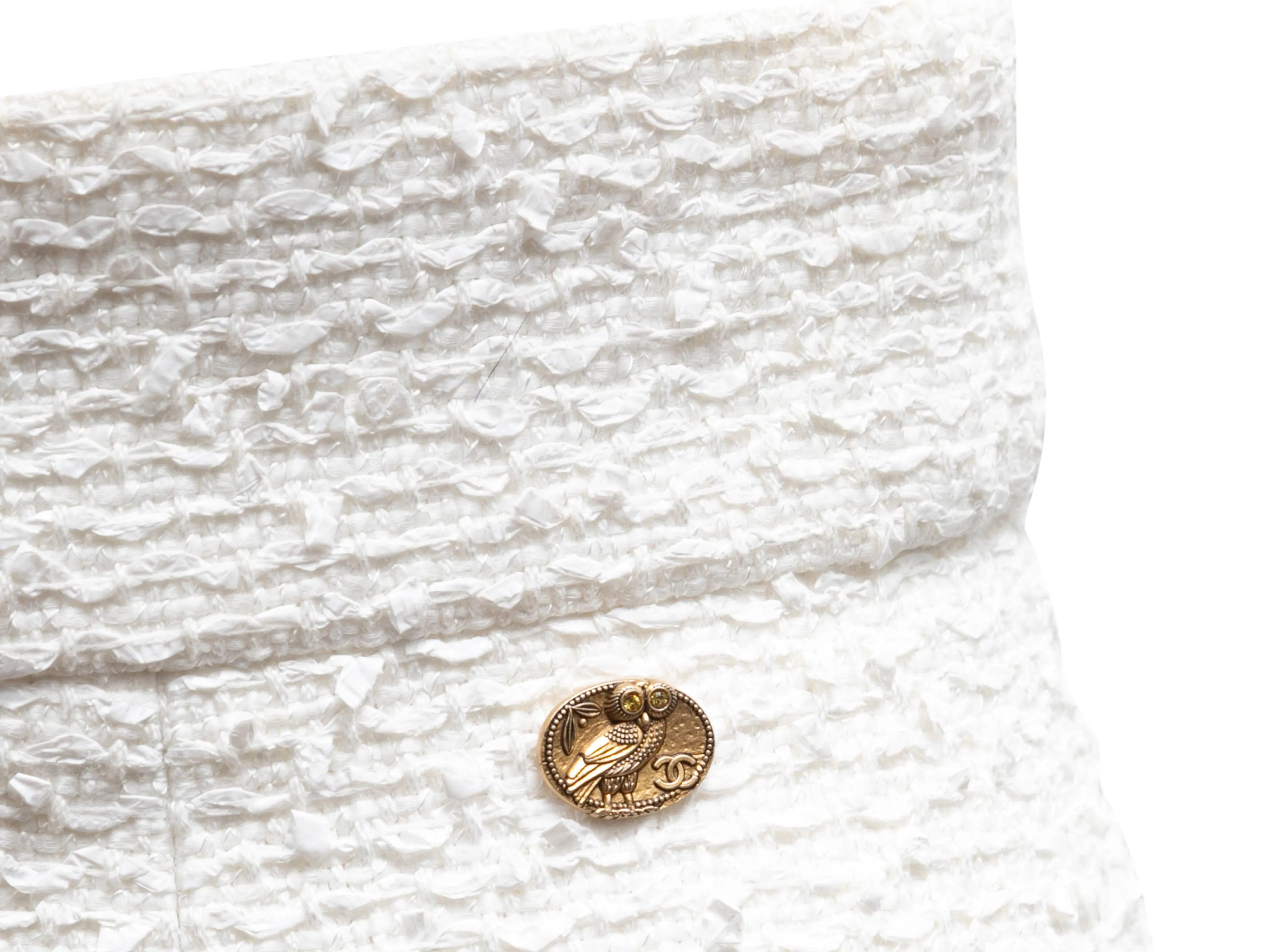 White Chanel Tweed Pencil Skirt Size FR 36