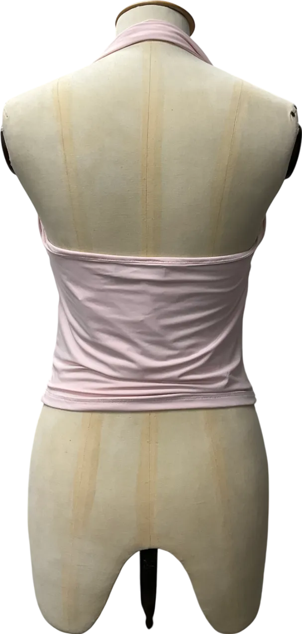 White Fox Pink Out Of Touch Halter Neck Top UK L