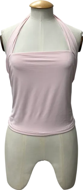 White Fox Pink Out Of Touch Halter Neck Top UK L