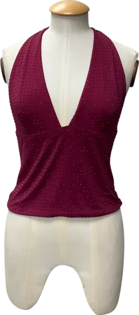 White Fox Purple Burning Bridges Halter Neck Top UK L