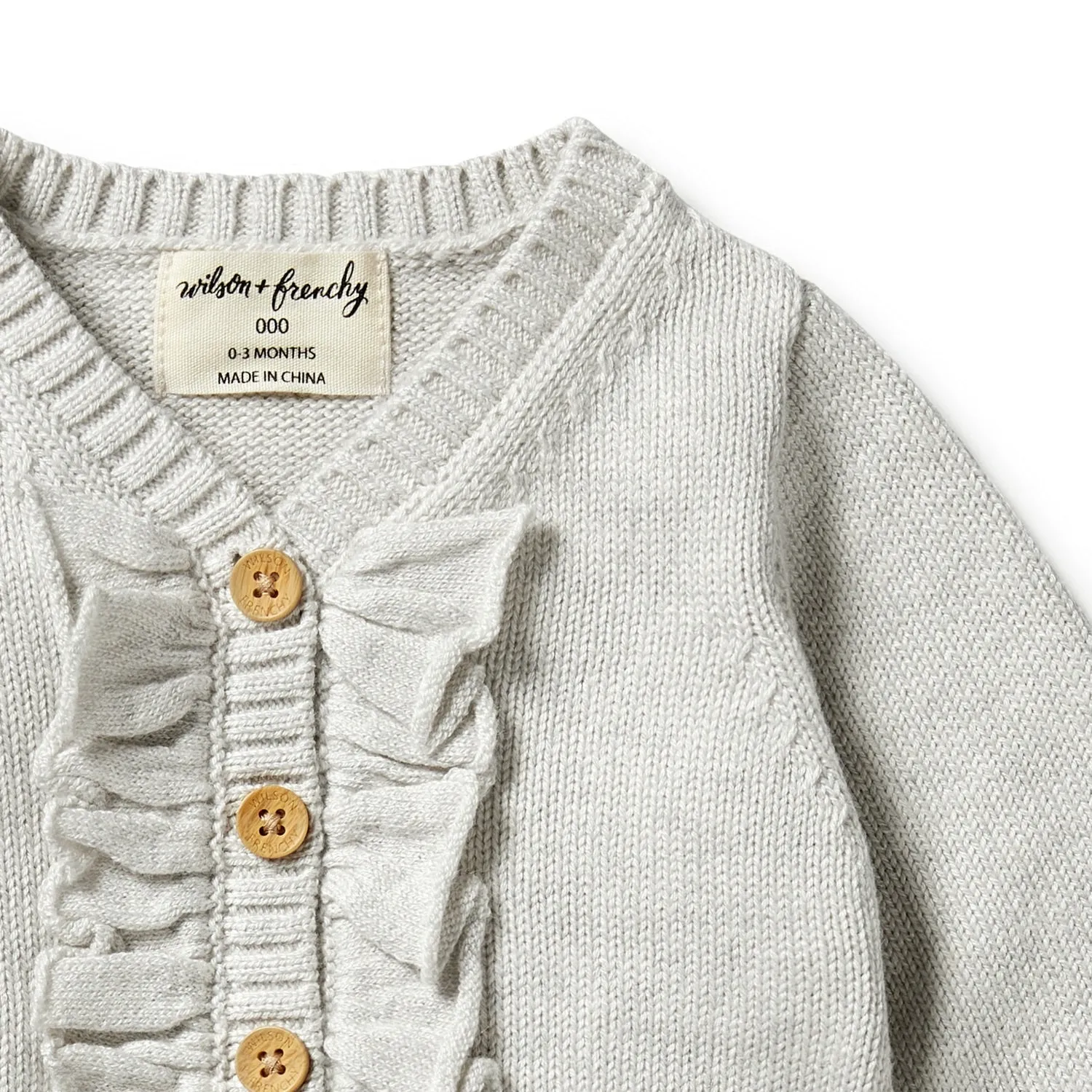 Wilson   Frenchy Knitted Ruffle Cardigan Grey Melange