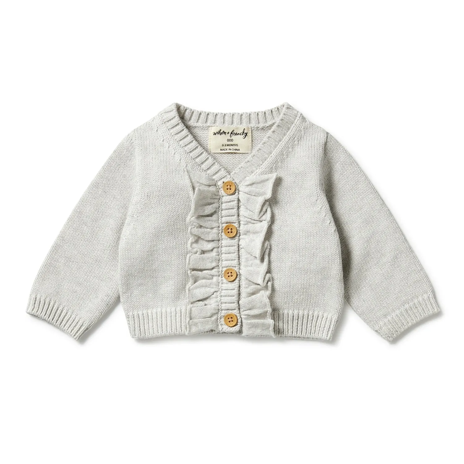 Wilson   Frenchy Knitted Ruffle Cardigan Grey Melange