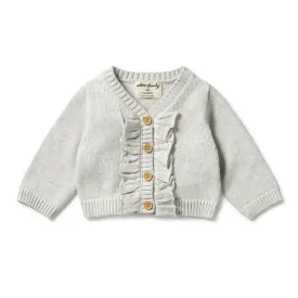 Wilson   Frenchy Knitted Ruffle Cardigan Grey Melange