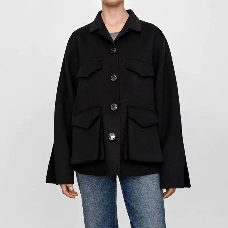 Winter Army Double Flap Pocket Wool Jacket