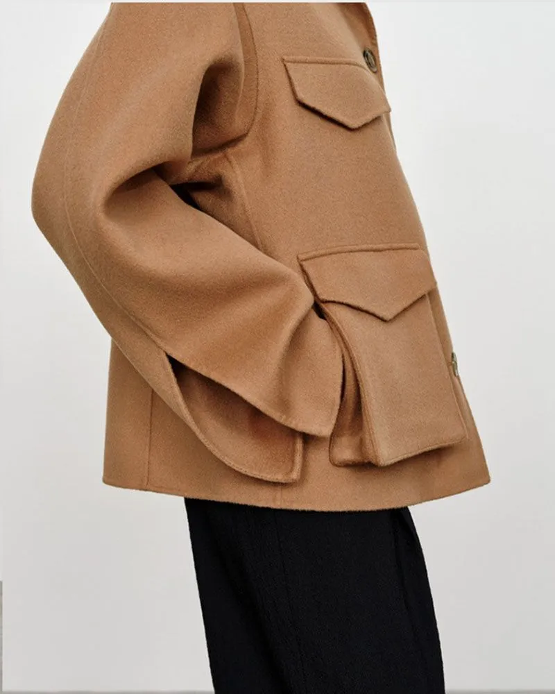 Winter Army Double Flap Pocket Wool Jacket
