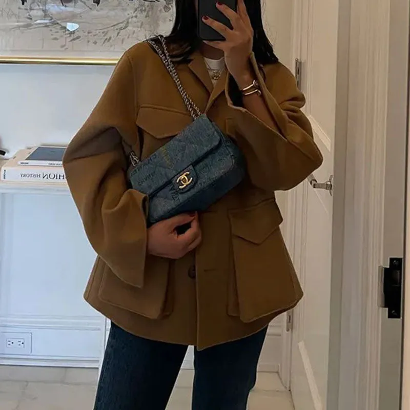 Winter Army Double Flap Pocket Wool Jacket