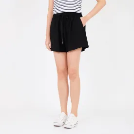 Women Elastic Waist Basic Shorts - Black - SW2201422B