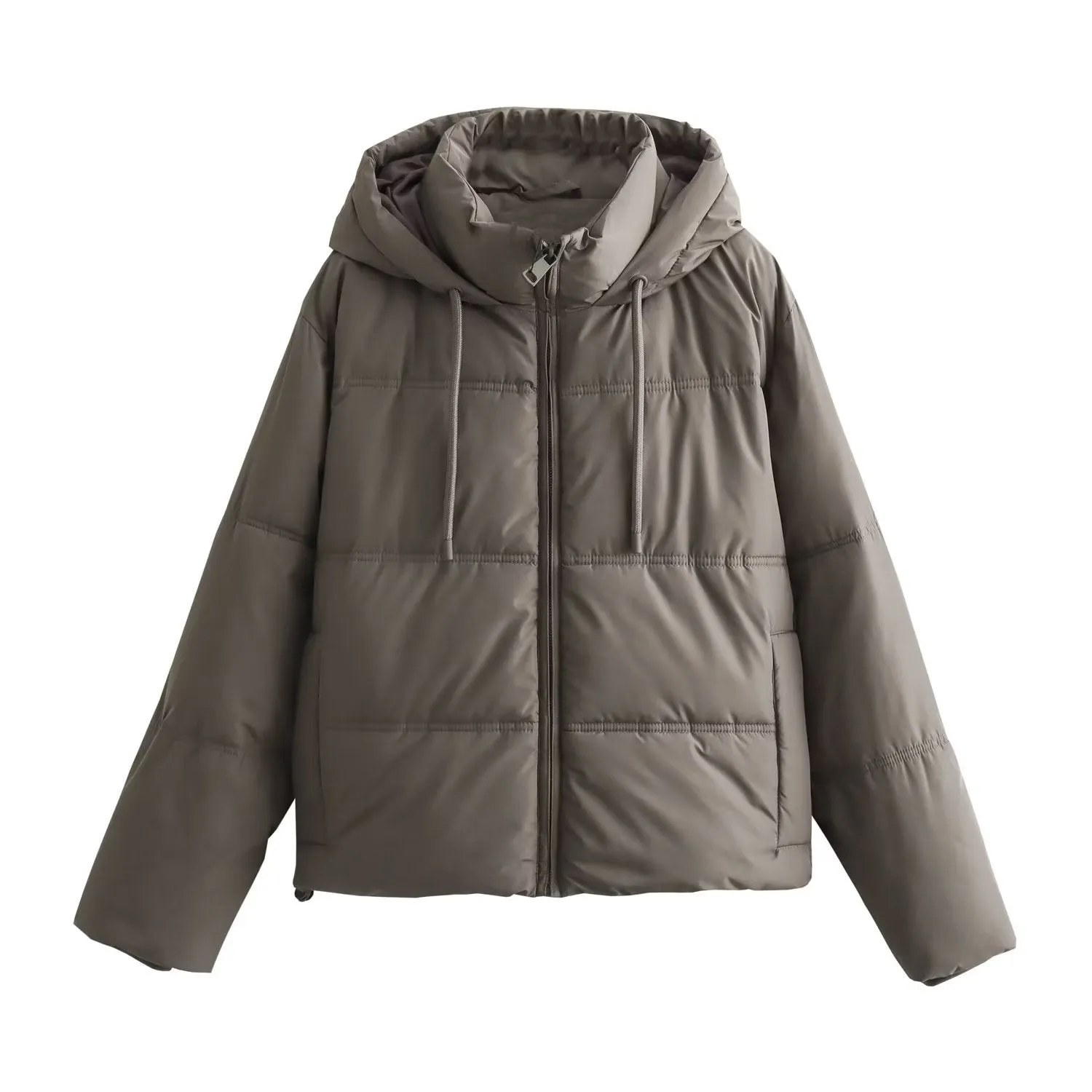 Zipper Hooded Coat With Pocket