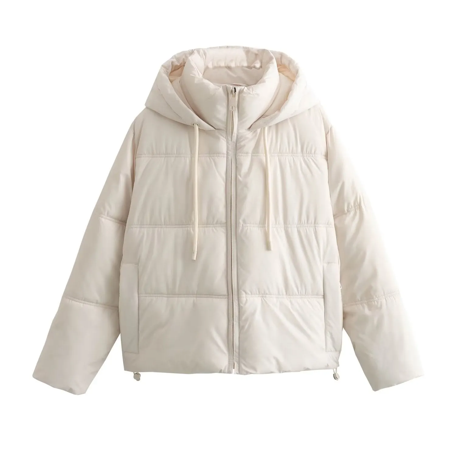 Zipper Hooded Coat With Pocket