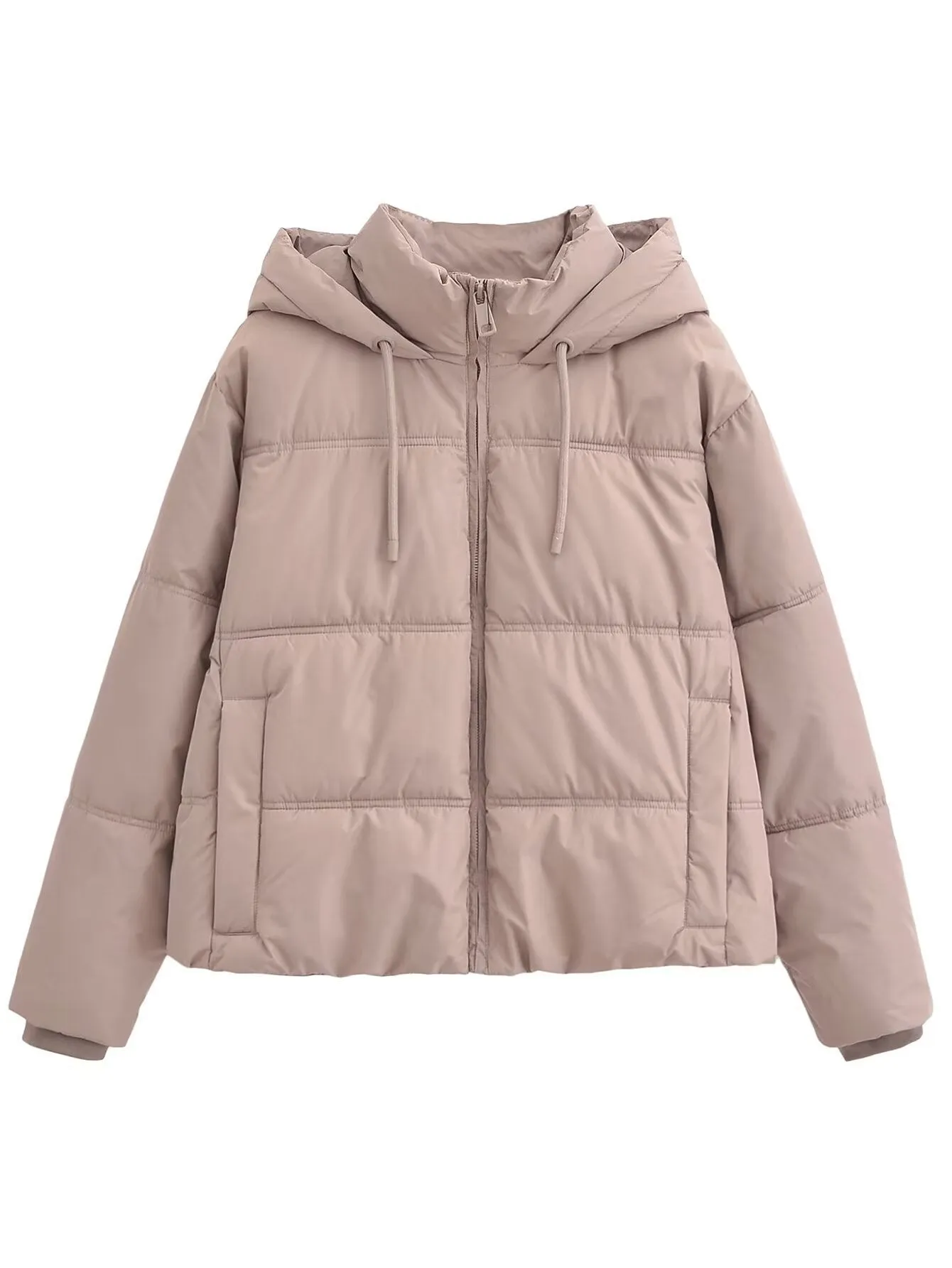 Zipper Hooded Coat With Pocket
